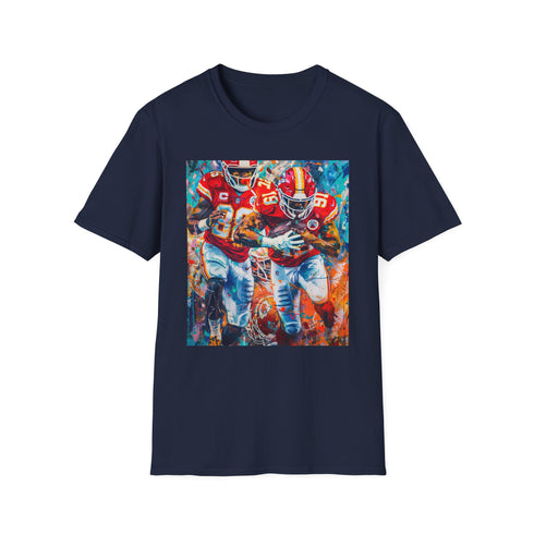 Vibrant charcoal crew neck cotton T-shirt with Super Bowl painting graphic