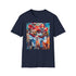 Vibrant charcoal crew neck cotton T-shirt with Super Bowl painting graphic