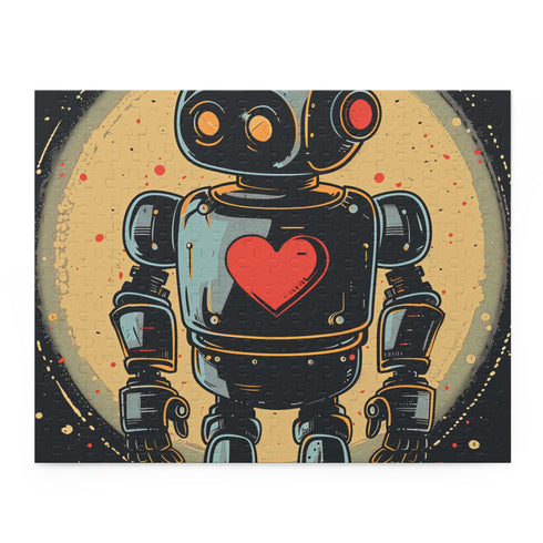 Vintage Robot Love Puzzle with Heart Symbol - Perfect for Collectors and Enthusiasts