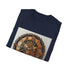 Charcoal steampunk t-shirt with intricate gear design and soft cotton fabric