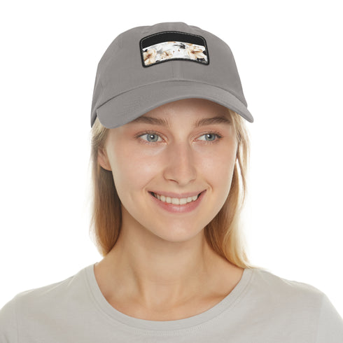 White cotton botanical xray blossom rectangle cap - unisex accessory vegan-friendly.