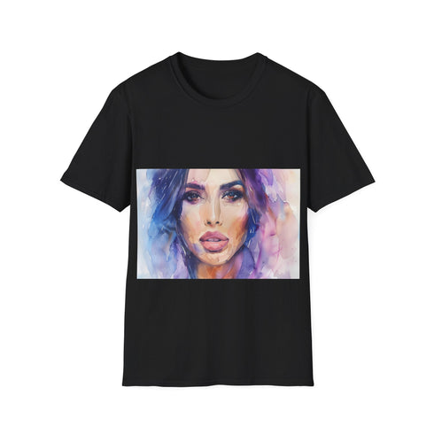 Charcoal regular fit cotton tee with unique watercolor design