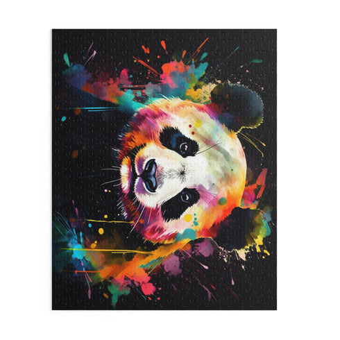 Whimsical panda watercolor puzzle, 10" x 8", 120 pieces.