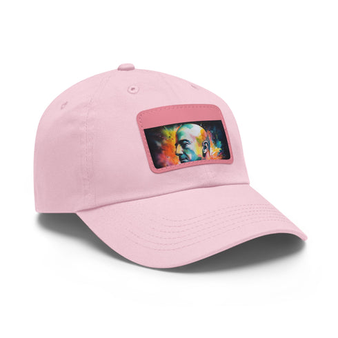 Neon watercolor Jeff Bezos cap with white/light brown rectangle patch.