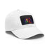 George Michael neon watercolor cap in white with brown patch.