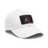 George Michael neon dreams watercolor cap in white with light brown patch.