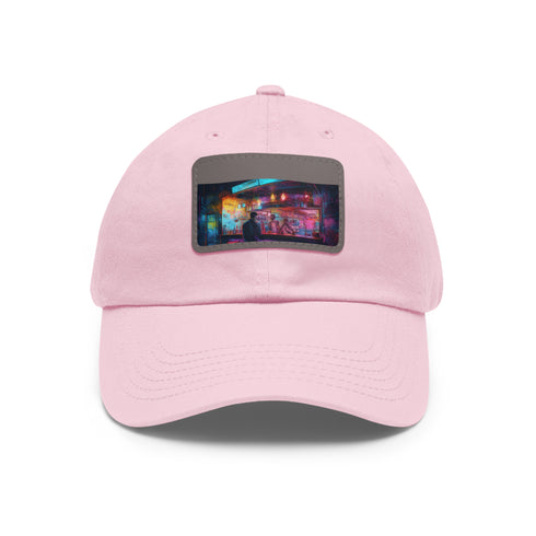 Vibrant neon watercolor baseball cap with white patch for a pop of color.