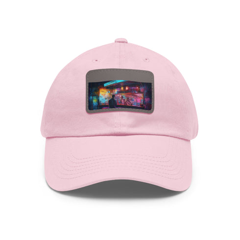 Neon watercolor splash baseball cap, white/light brown patch, rectangle shape.