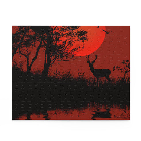 Silhouette deer nature wildlife puzzle for relaxation and stress relief