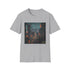 Charcoal cyberpunk cityscape t-shirt in soft cotton fabric with crew neck