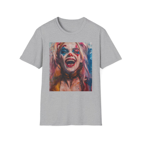 Rebellious Spirit Harley Quinn Charcoal T-shirt, Cotton Crew Neck DTG Slim.