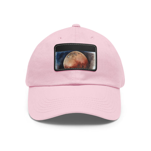 Mars Dreams Watercolor Baseball Cap in White with Light Brown Patch