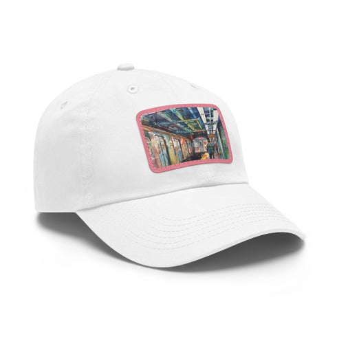 New York Subway Watercolor Snapback Cap in White with Light Brown Patch