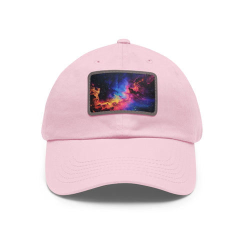 Galactic Glow Baseball Cap in White with Light Brown Patch