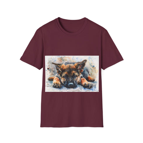 German Shepherd Puppy Tee - Charcoal, Crew Neck, DTG, Regular Fit