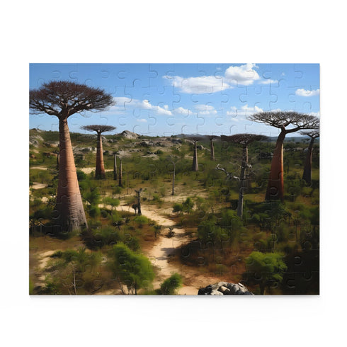 Colorful Madagascar biodiversity jigsaw puzzle, featuring vibrant flora and diverse fauna.