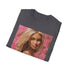 Charcoal crew neck T-shirt with vibrant Barbie painting design