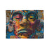 Colorful Neon Tribe Vibes Blanket with Tribal Mask Design