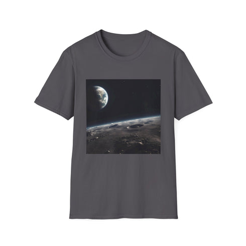 Charcoal watercolor Earth from space T-shirt with ethereal DTG design