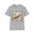 Vintage airplane adventure black 2XL t-shirt, unisex regular fit.