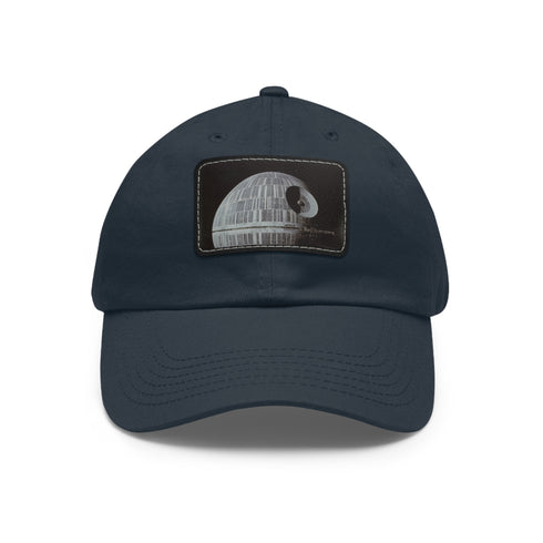 Galactic Empire Death Star baseball cap in white with light brown patch.