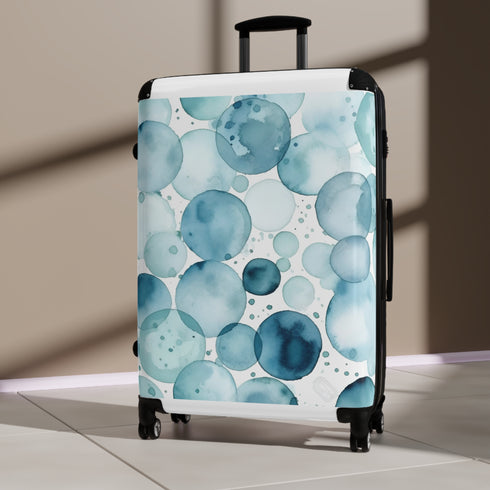 Ocean blue eyes small suitcase: Dazzling watercolor eye pattern, unique travel accessory.