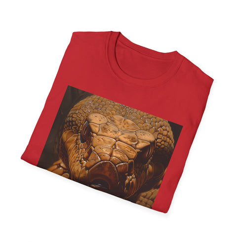 Cobra painting t-shirt in charcoal, size S captures serpents mesmerizing allure.