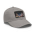 Stylish white baseball cap with light brown rectangular patch.