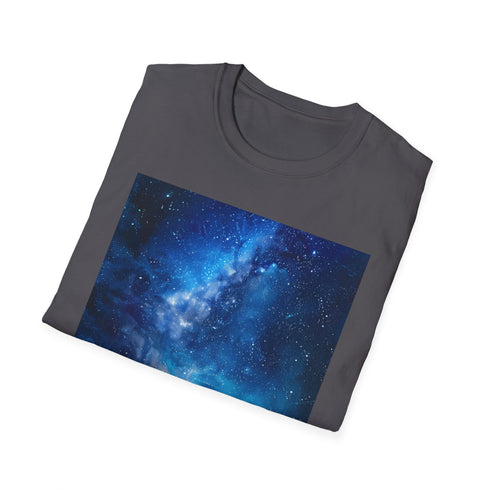 Charcoal cotton t-shirt with celestial Milky Way painting and crew neck design