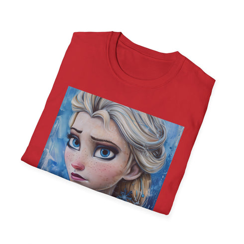 Charcoal cotton t-shirt featuring vibrant Elsa painting with regular fit