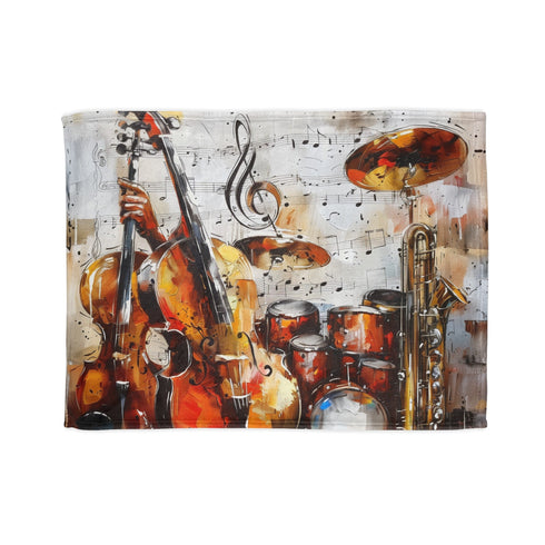 Musical notes motif blanket in 30'' x 40'' size.
