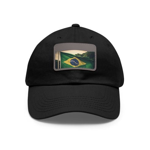 Brasilian pride flag cap, white/light brown rectangle shape, cotton unisex vegan.