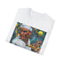 Charcoal cotton T-shirt featuring vibrant Nadal tennis painting with a regular fit