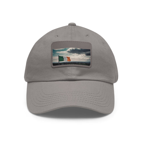 Emerald Isle Pride Baseball Cap in White with Light Brown Rectangle Patch.