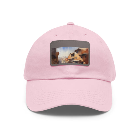 Marakesh Magic Baseball Cap in White with Light Brown Rectangle Patch.