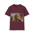 Charcoal cotton crew neck tee with fierce Chewbacca watercolor design
