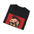 Charcoal cotton t-shirt with punk rock snarling skull design