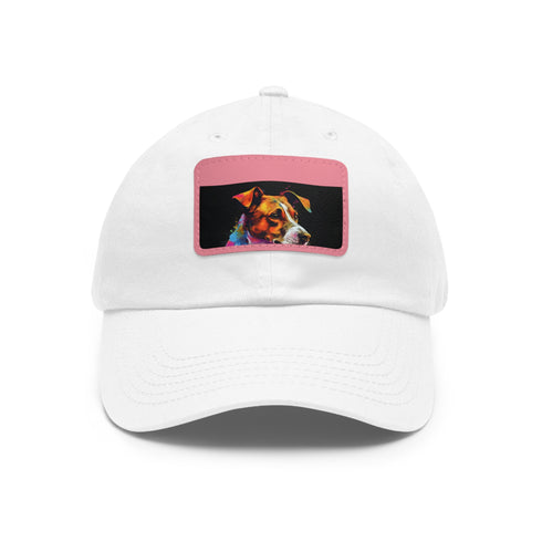 Jack Russell puppy love baseball cap with light brown patch.