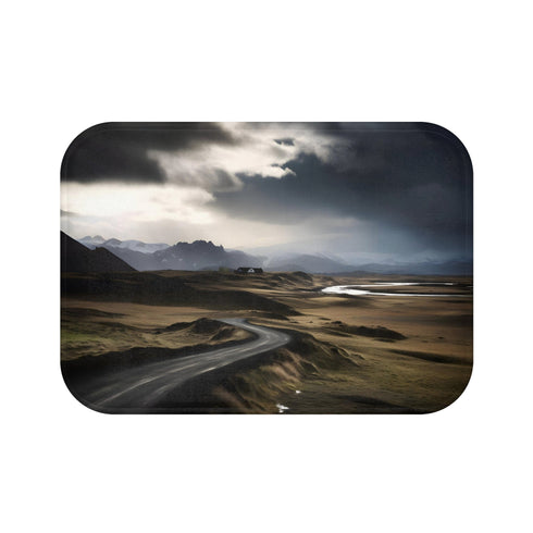 Icelandic Escape Bath Mat with Ring Road design.