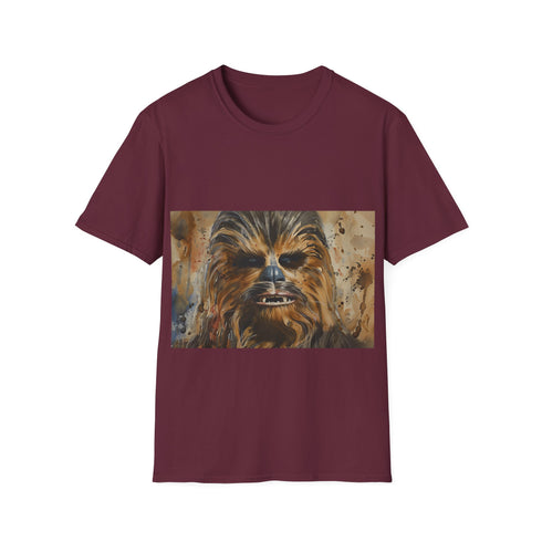 Chewbacca watercolor tee; charcoal S, Star Wars summer t-shirt, crew neck.