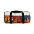 Autumn blooms duffel bag with vibrant leaf and flower pattern.