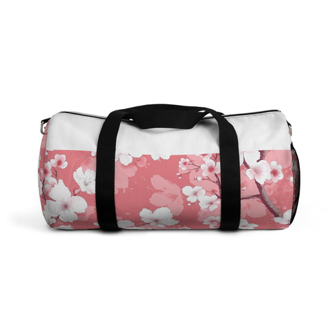 Pink and White Cherry Blossom Small Duffel Bag All Over Print