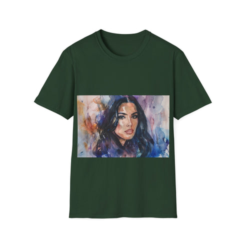 Charcoal cotton t-shirt with watercolor design and regular crew neck fit