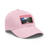 White cotton baseball cap with rectangular Angel Falls image.