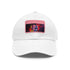 Neon baseball cap with light brown patch, rectangular shape, science-inspired design.