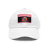Neon Trump watercolor cap in white with light brown patch.