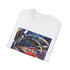 Charcoal cotton T-shirt with vibrant watercolor London Underground graphic