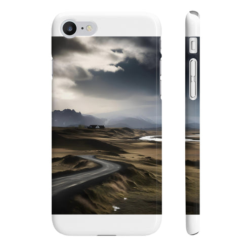 Icelandic Ring Road phone case, glossy design for iPhone 7/8 Plus.