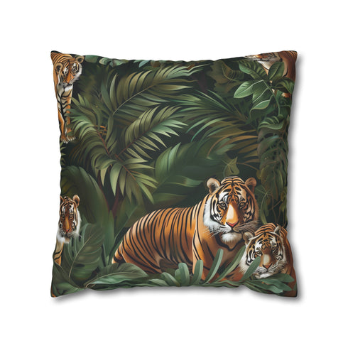 Explore the wild with Tiger Jungle Safari Pillowcase - exotic jungle pattern with majestic tigers for adventurous home decor
