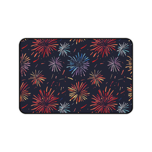 Colorful fireworks desk mat for festive workspace vibes.